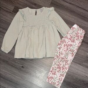 Floral Pink and Green Toddler Outfit